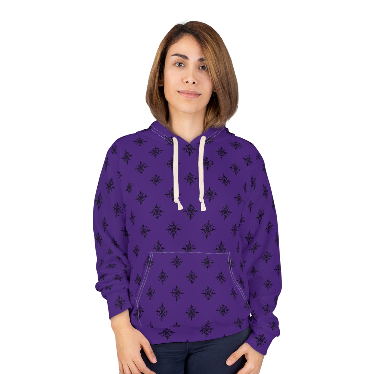 Unisex Pullover Hoodie Geometric Snowflake 001 Purple