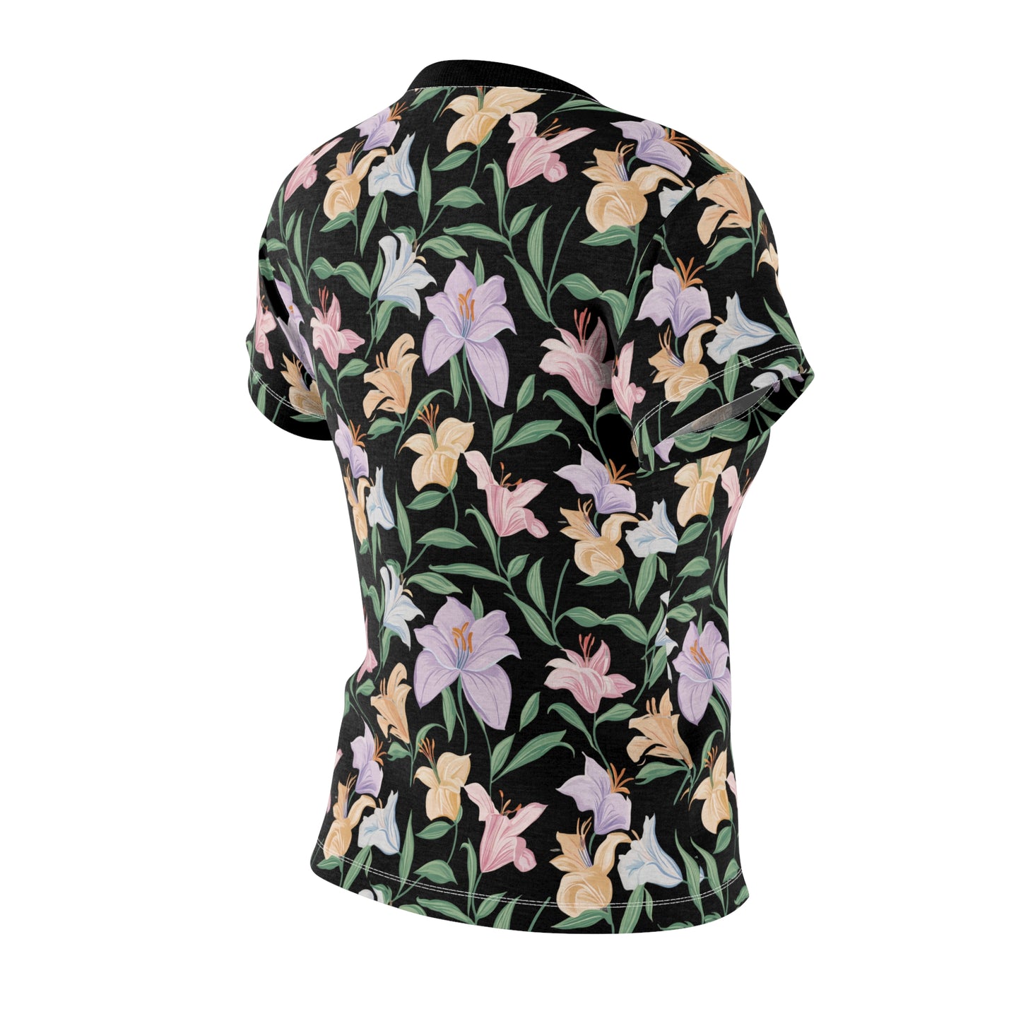 Women's Cut & Sew Tee - Flower Bouquet Print - Black