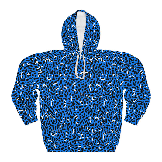 All-Over Print Unisex Pullover Hoodie Memphis 02 Blue Fashionable Custom Design