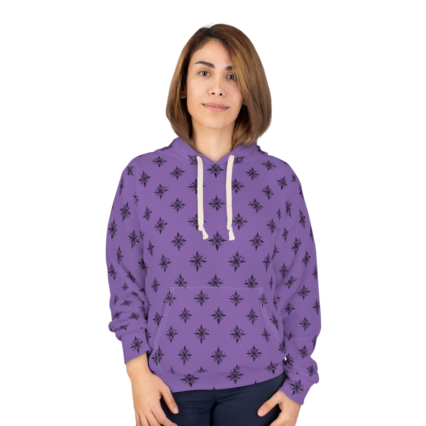 Unisex Pullover Hoodie Geometric Snowflake 001 Light Purple