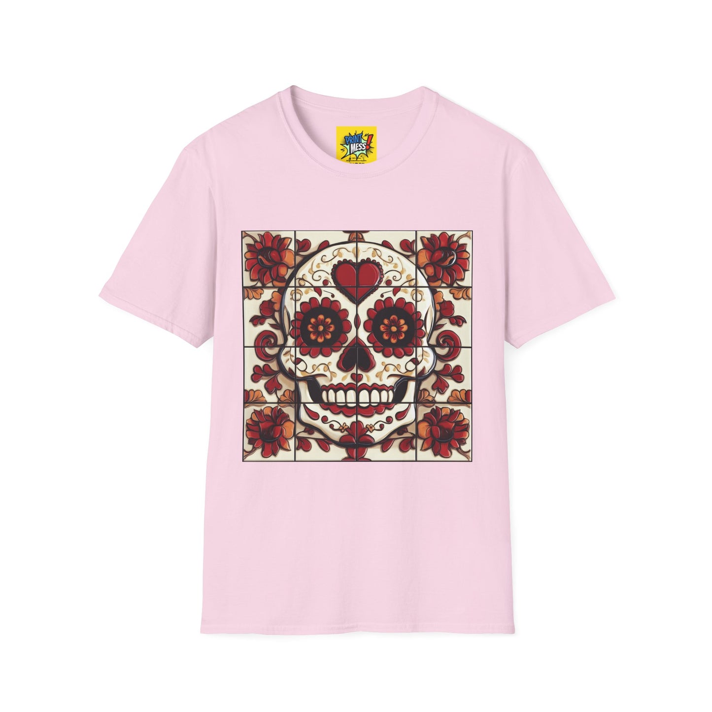 Valentine's Sugar Skull themed Unisex Soft-style Tee - 02