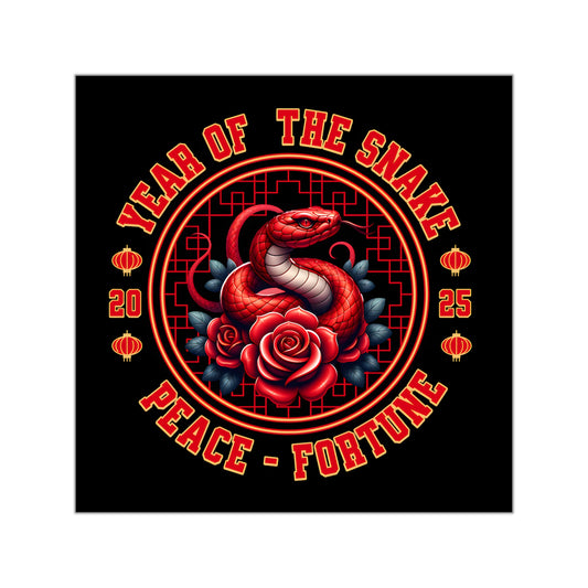 Year of the Snake 2025 Vinyl Sticker Black Background