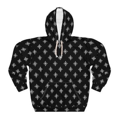 Unisex Pullover Hoodie Geometric Snowflake 002 Black