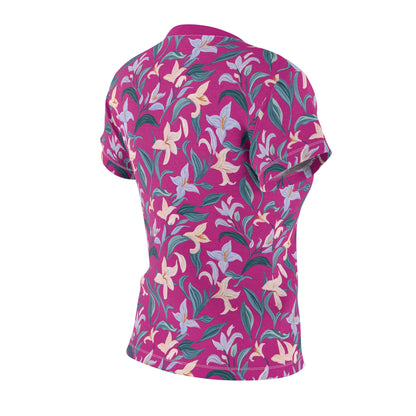 Women's Cut & Sew Tee - Flower Bloom Print - Pink