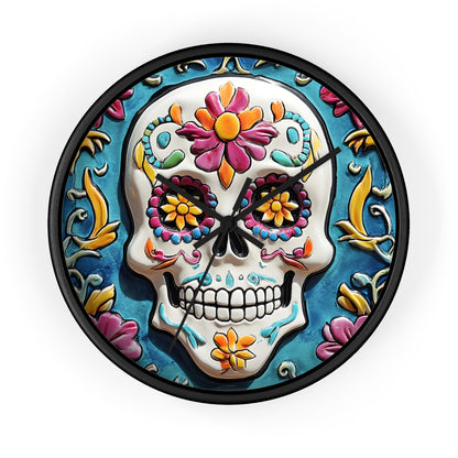 Sugar Skull Wall Clock 01 Day of the Dead Dia de Los Muertos Halloween Decor