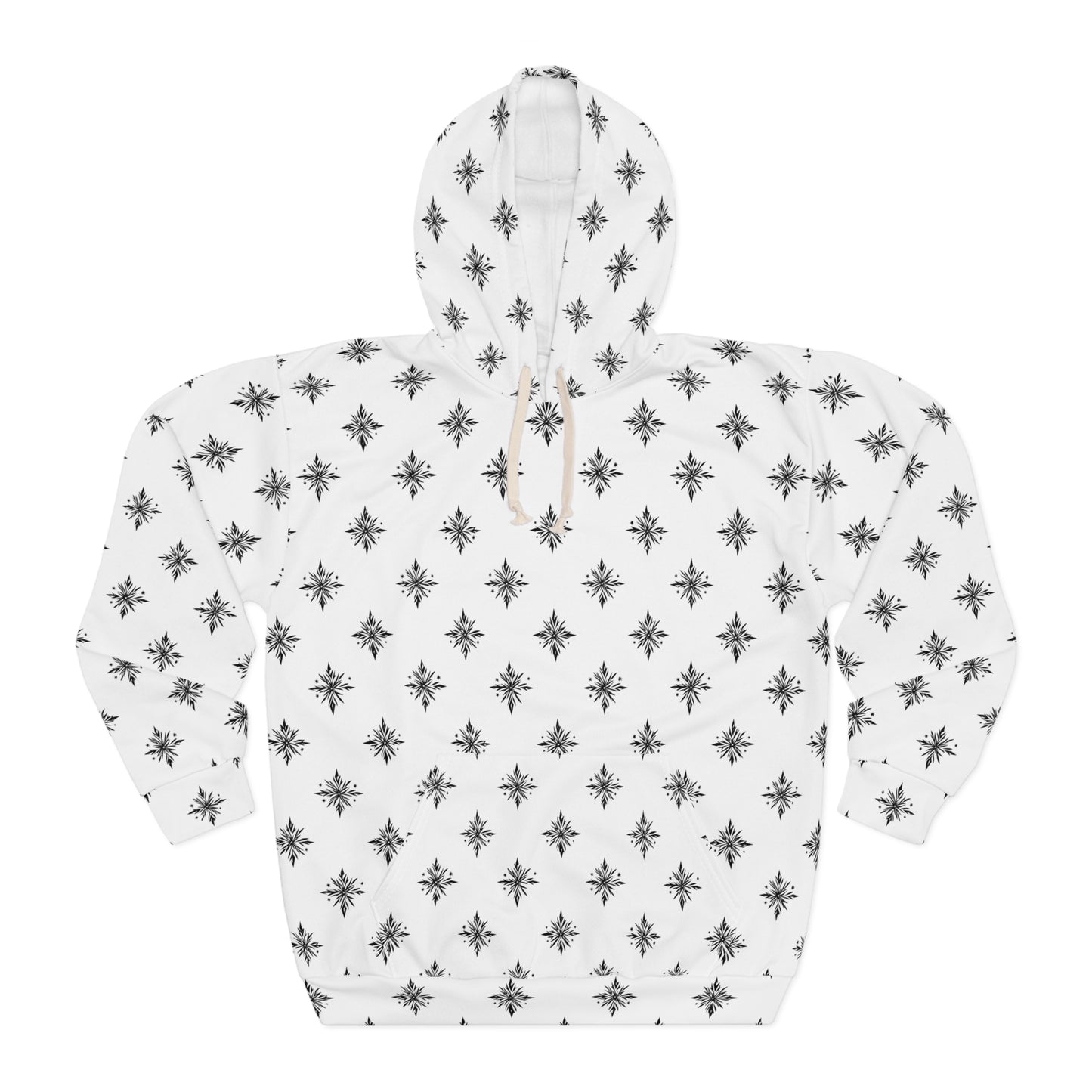 Unisex Pullover Hoodie Geometric Snowflake 001 White