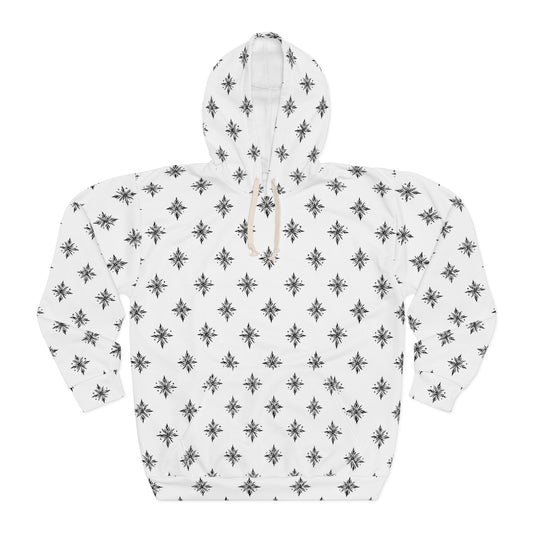 Unisex Pullover Hoodie Geometric Snowflake 001 White