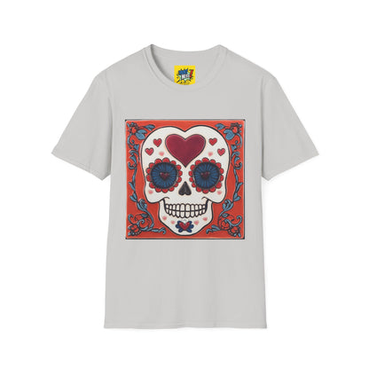 Valentine's Sugar Skull themed Unisex Soft-style Tee - 11