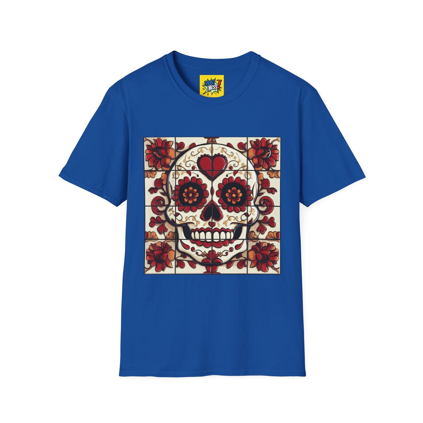 Valentine's Sugar Skull themed Unisex Soft-style Tee - 02