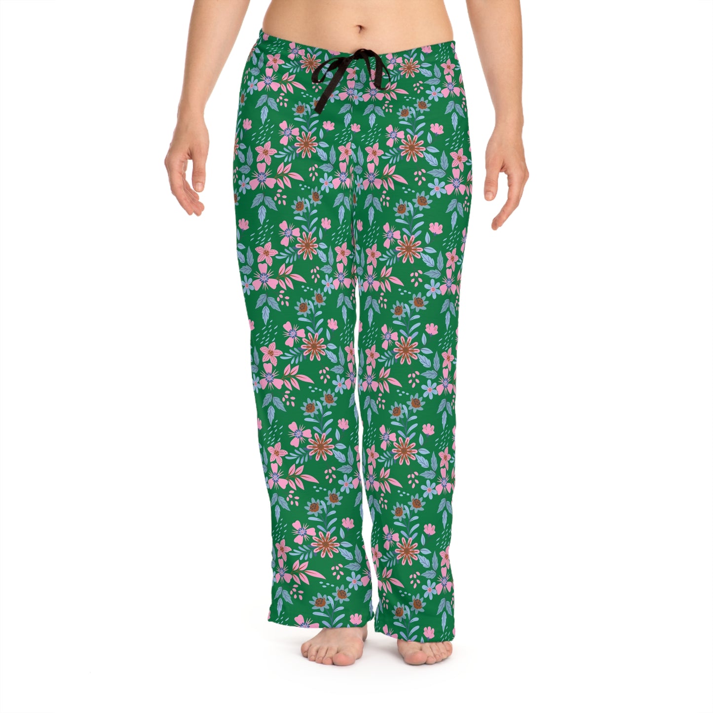 Women's Pajama Pants - Floral - Green