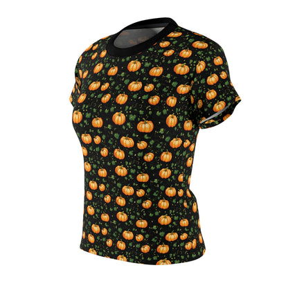 Women's Cut & Sew Tee Fall Pumpkin with Vines