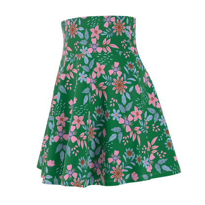 Women's Skater Skirt - Floral - Green