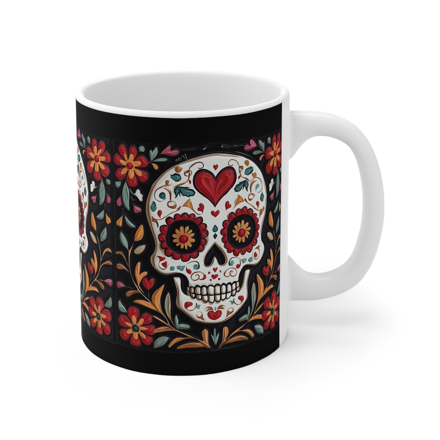 Valentines Day Sugar Skull Mug 11oz Day of the Dead Gothic Cozy Kitchen Decor 04