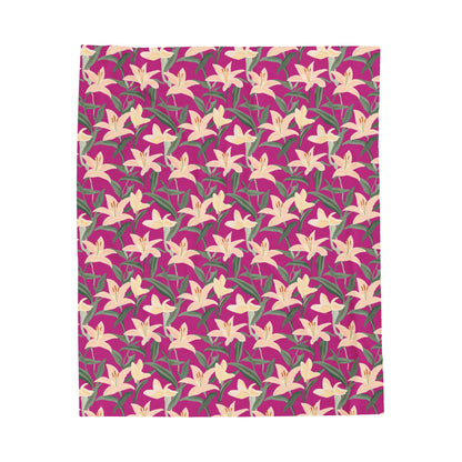 Velveteen Plush Blanket - Flower Blossum - Pink