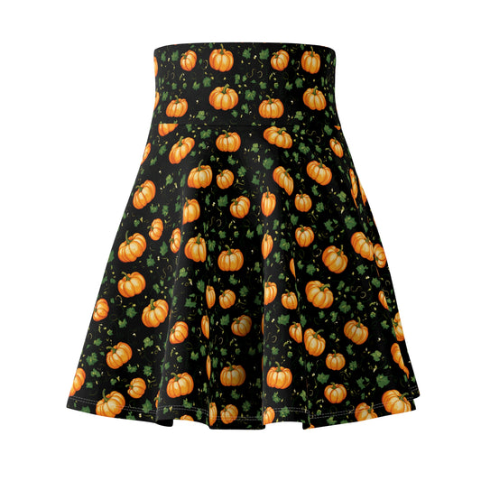 Women's Skater Skirt Fall Pumpkin with Vines