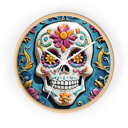 Sugar Skull Wall Clock 01 Day of the Dead Dia de Los Muertos Halloween Decor