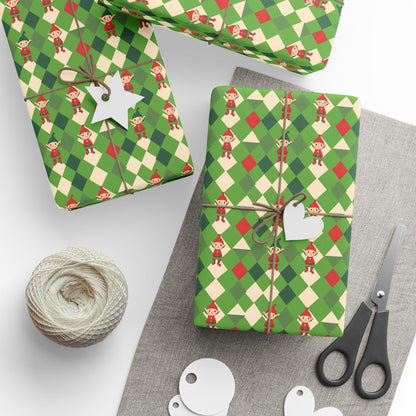 Wrapping Papers Christmas Double Elves Green