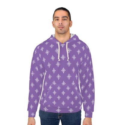 Unisex Pullover Hoodie Geometric Snowflake 002 Light Purple