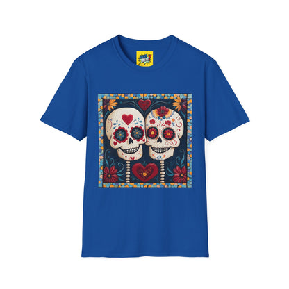 Valentine's Sugar Skull themed Unisex Soft-style Tee - 05