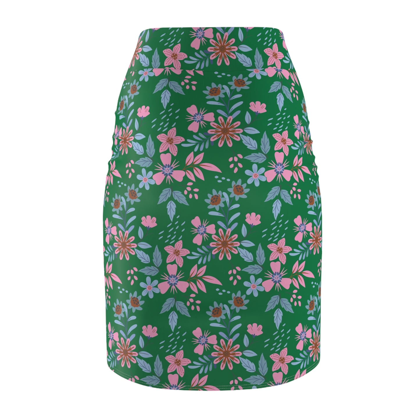 Women's Pencil Skirt - Floral - Green