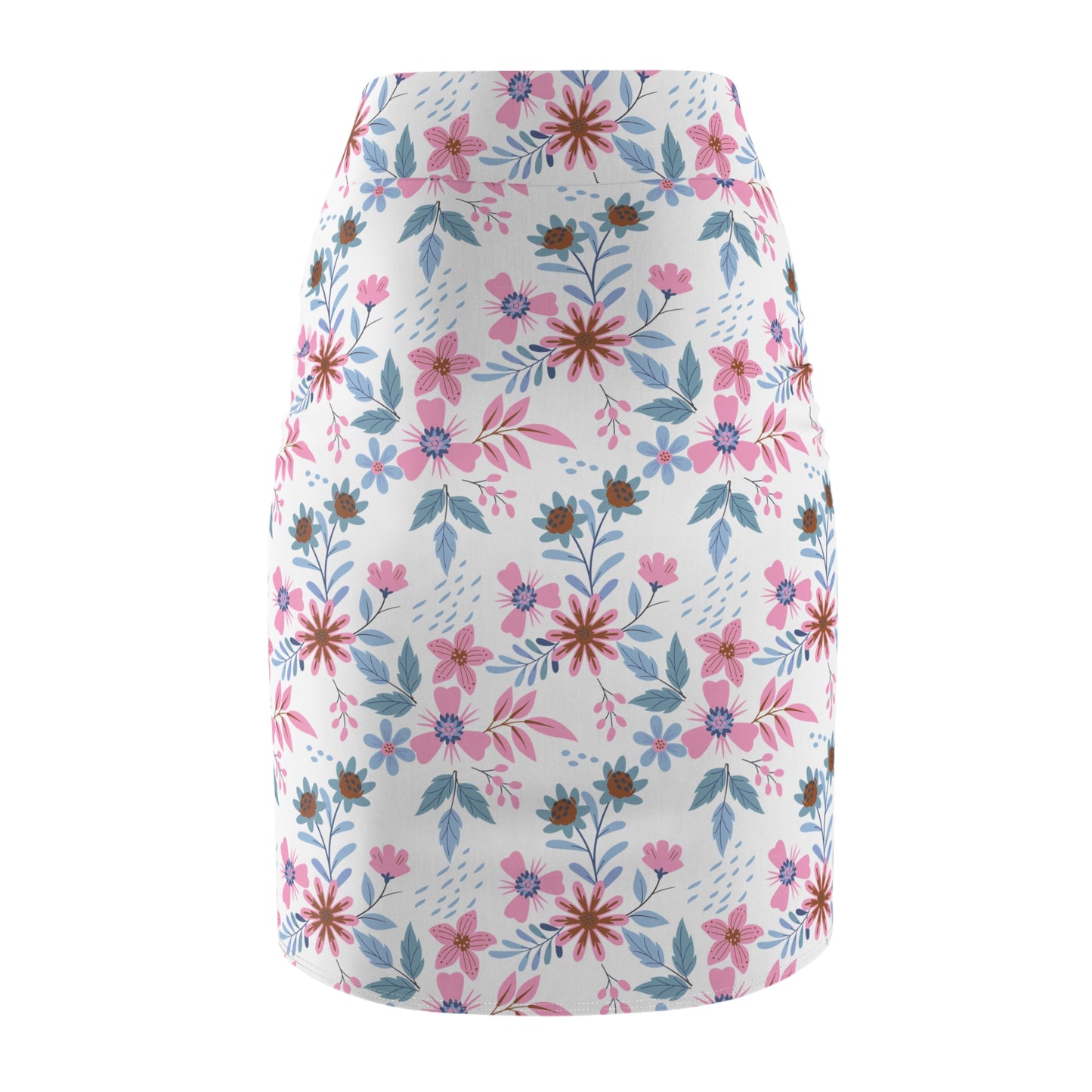 Women's Pencil Skirt - Floral - White