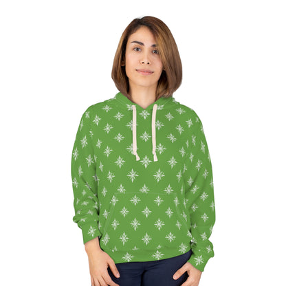 Unisex Pullover Hoodie Geometric Snowflake 002 Green