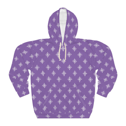 Unisex Pullover Hoodie Geometric Snowflake 002 Light Purple