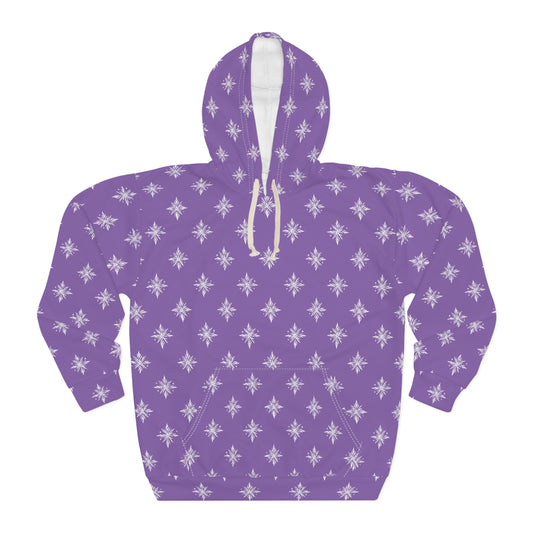 Unisex Pullover Hoodie Geometric Snowflake 002 Light Purple