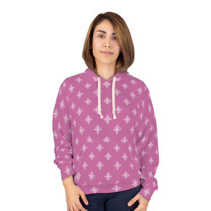 Unisex Pullover Hoodie Geometric Snowflake 002 Light Pink