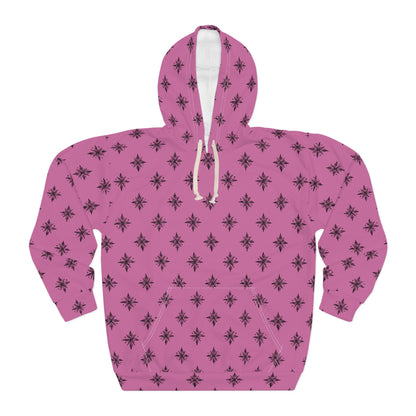 Unisex Pullover Hoodie Geometric Snowflake 001 Light Pink