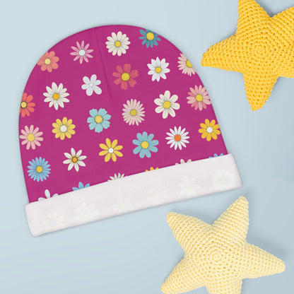 Baby Beanie - Daisys - Pink