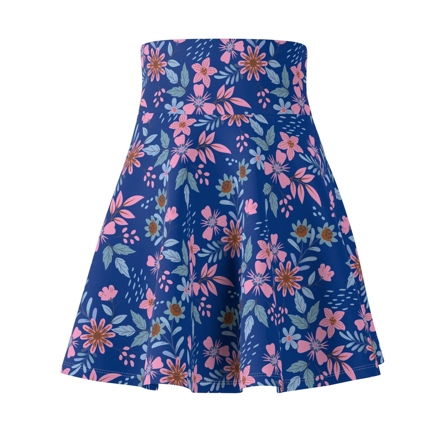 Women's Skater Skirt - Floral - Blue