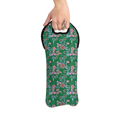 Wine Tote Bag - Floral - Green