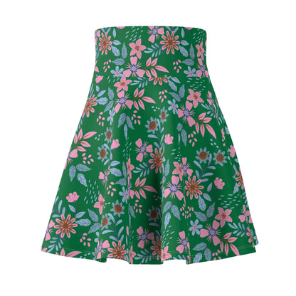 Women's Skater Skirt - Floral - Green