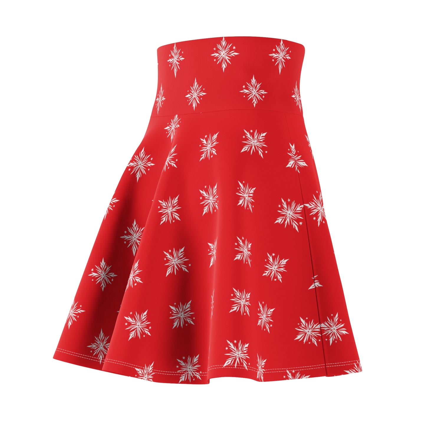 Women's Skater Skirt Geometric Snowflake Red