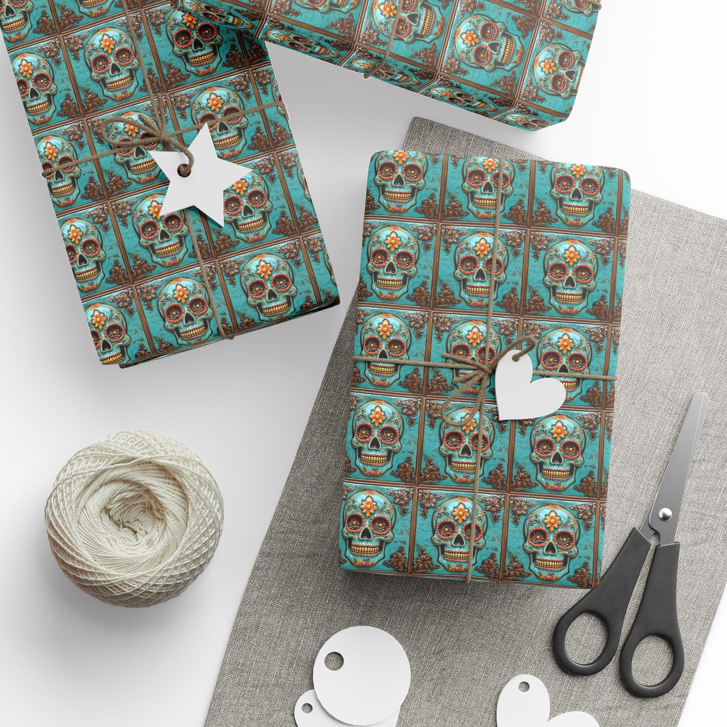 Wrapping Papers Day of the Dead Dia de Los Muertos - Sugar Skull Festive, Celebration Gift, 004