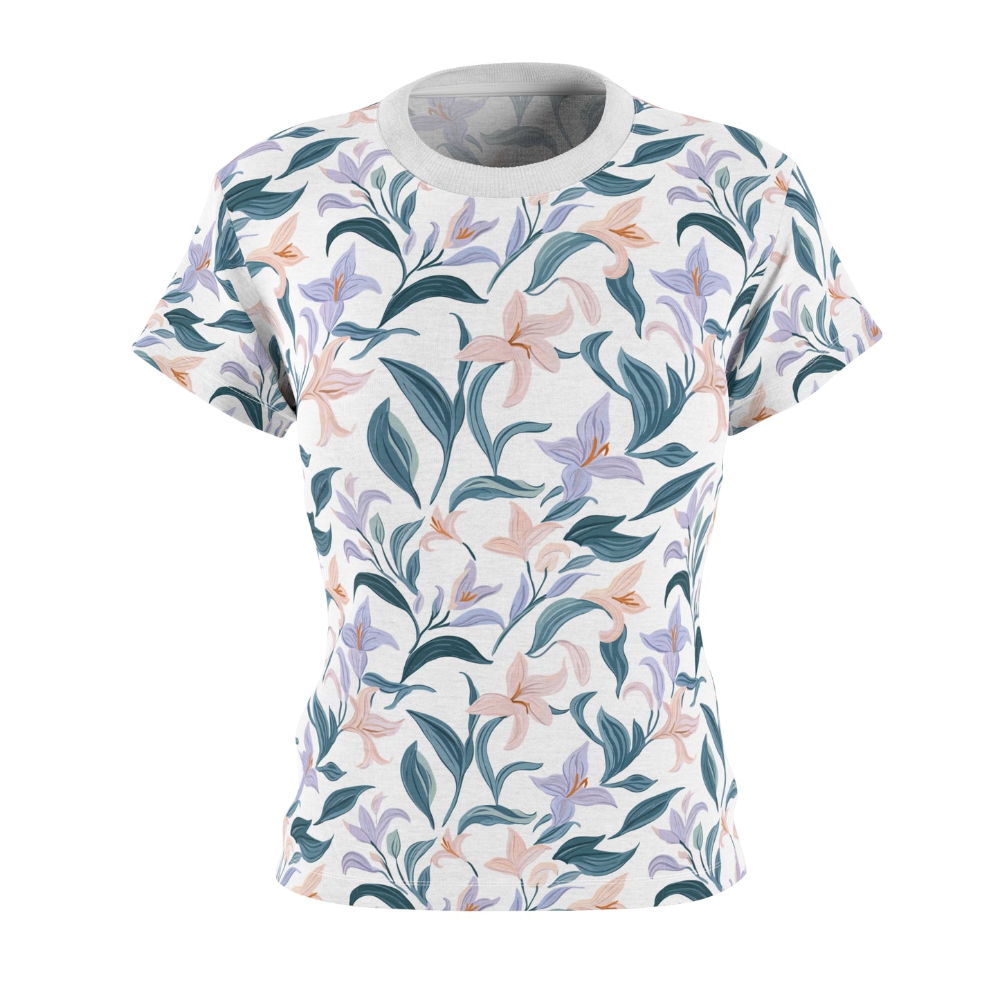 Women's Cut & Sew Tee - Flower Bloom Print - White