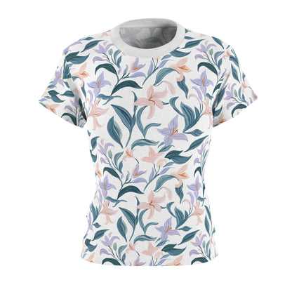 Women's Cut & Sew Tee - Flower Bloom Print - White