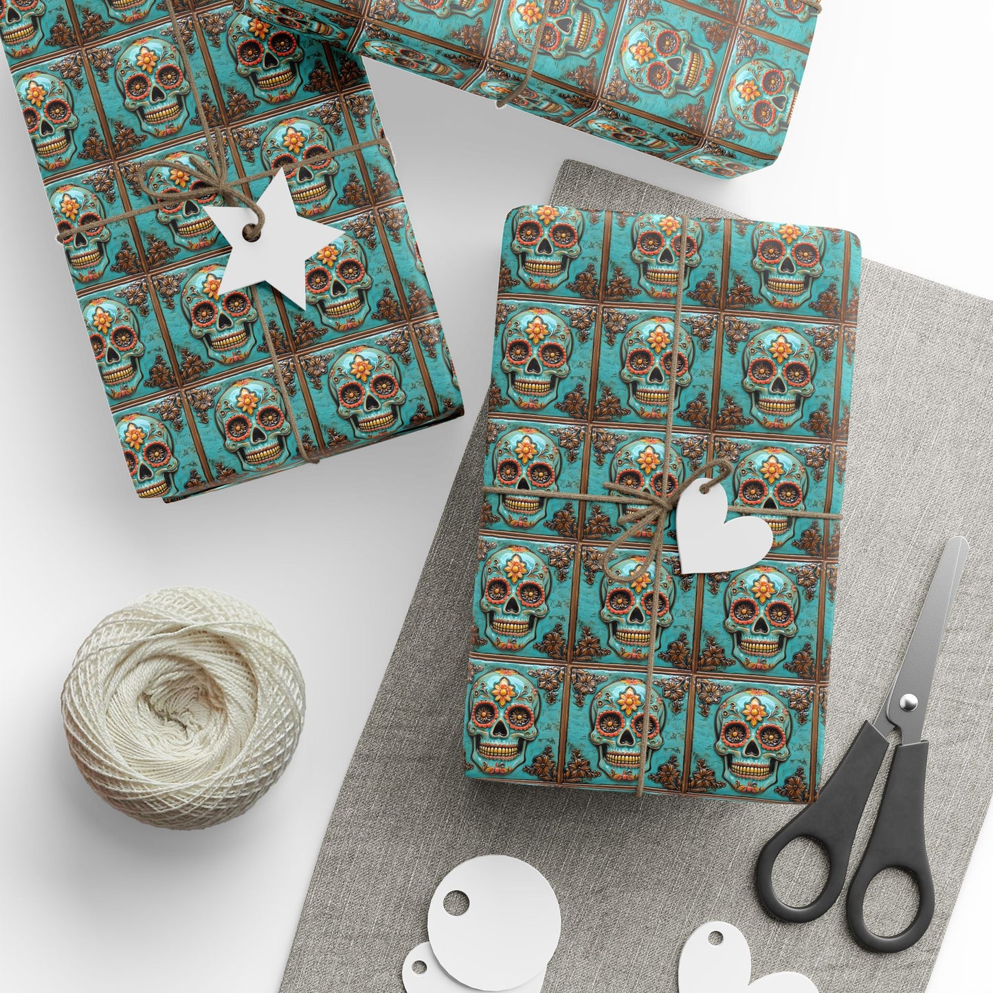 Wrapping Papers Day of the Dead Dia de Los Muertos - Sugar Skull Festive, Celebration Gift, 004