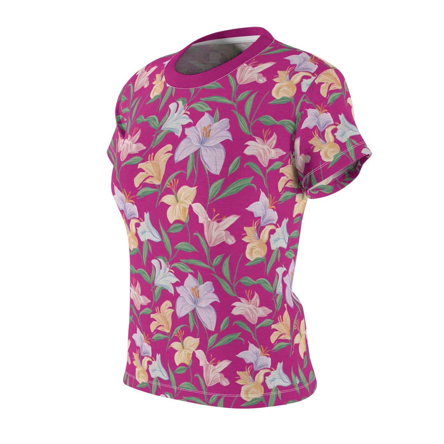 Women's Cut & Sew Tee - Flower Bouquet Print - Pink