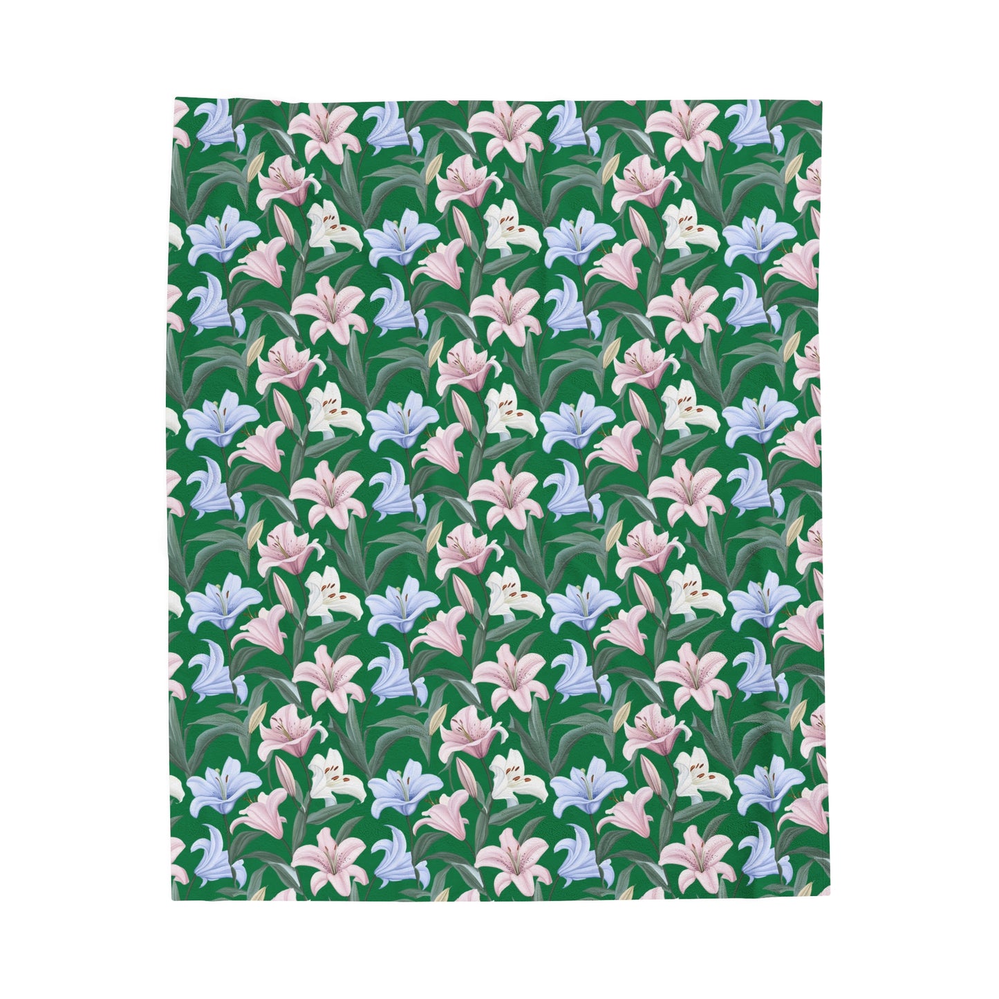 Velveteen Plush Blanket - Flower Floret - Green