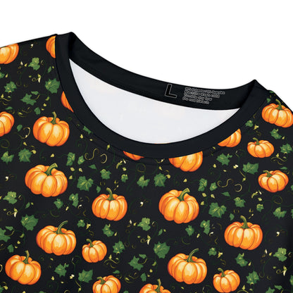 Women's Short Sleeve Shirt Fall Pumpkin with Vines