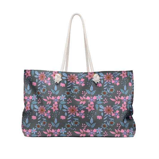 Weekender Bag - Floral - Grey