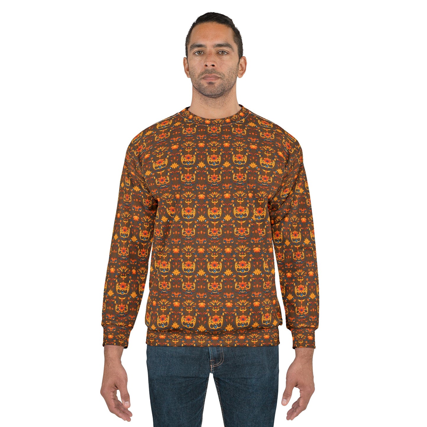 Unisex Sweatshirt Day of the Dead Dia de Los Muertos Sugar Skull Brown