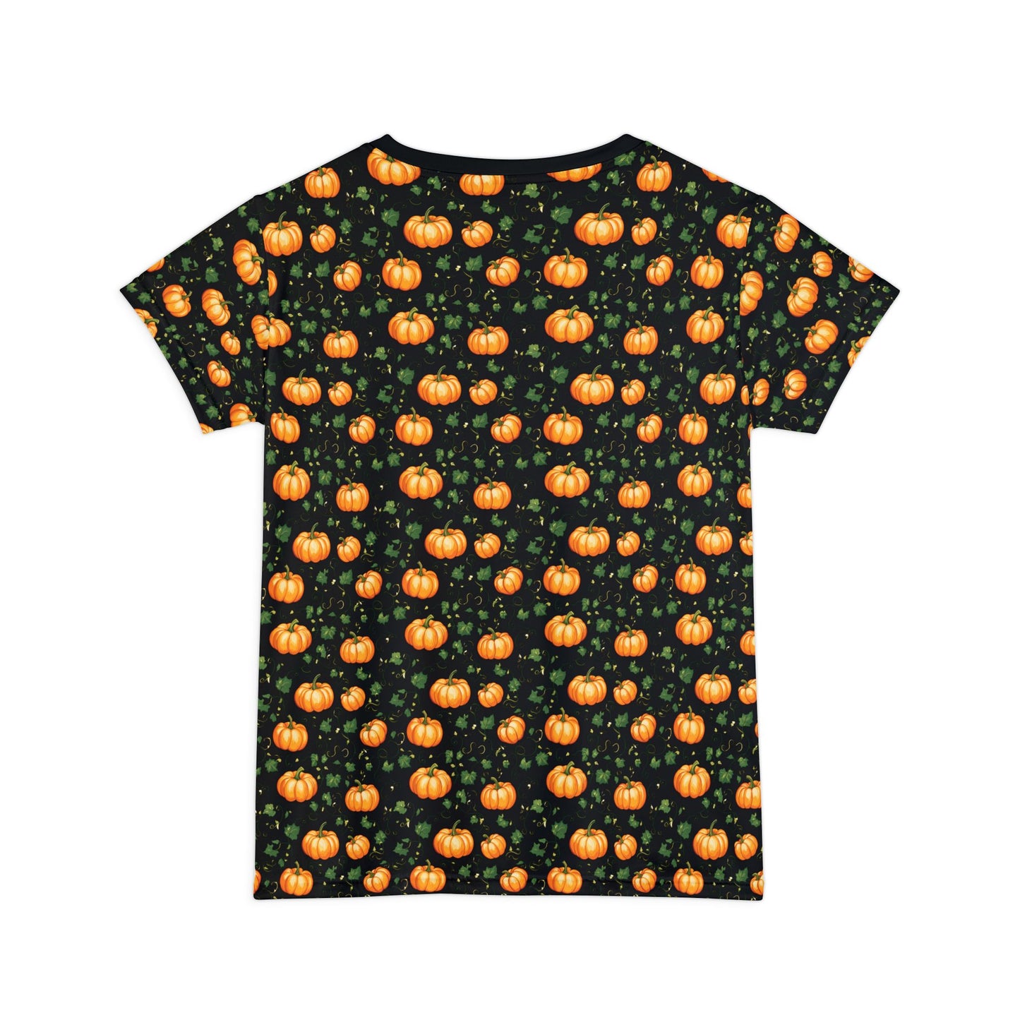 Women's Short Sleeve Shirt Fall Pumpkin with Vines