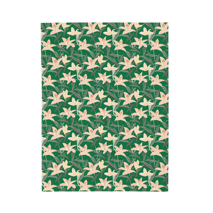 Velveteen Plush Blanket - Flower Blossum - Green