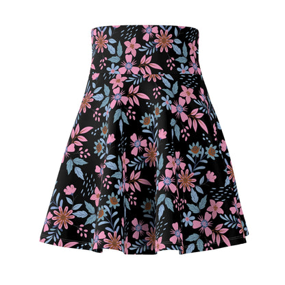 Women's Skater Skirt - Floral - Black