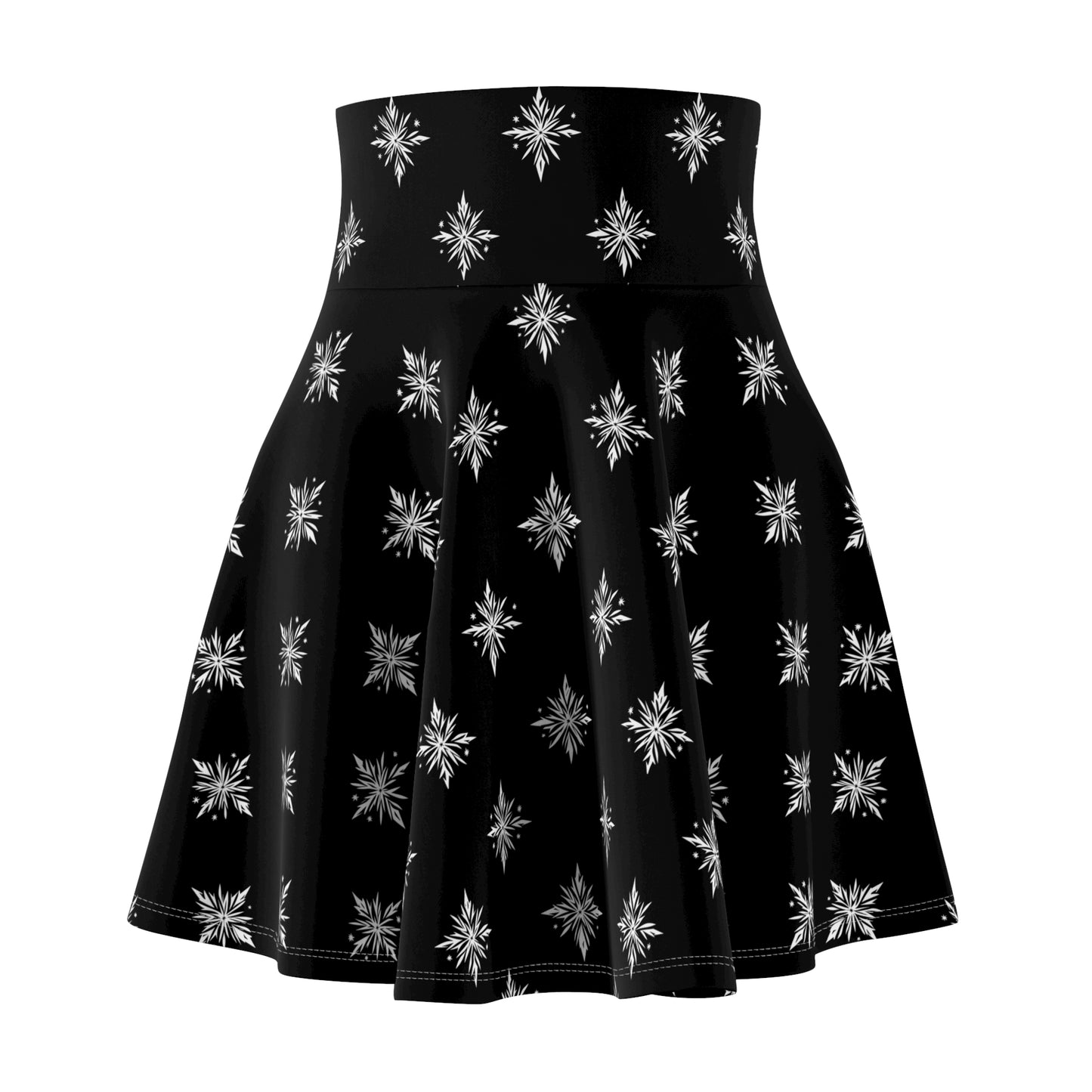 Women's Skater Skirt Geometric Snowflake Black