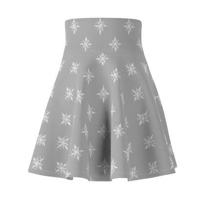 Women's Skater Skirt Geometric Snowflake Light Grey